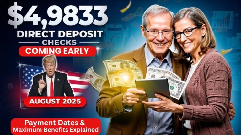 $4,983 Direct Deposit August 2025, Social Security payment dates, SSDI SSI benefits August 2025, early Social Security checks, federal relief deposit 2025,
