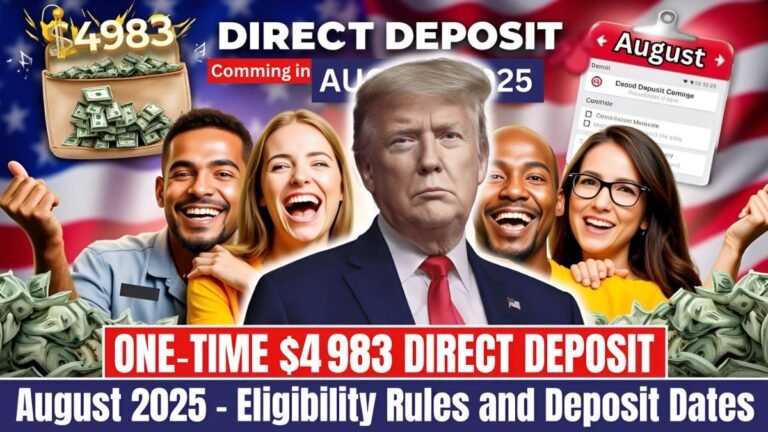$4,983 direct deposit 2025, august 2025 payment eligibility, one-time government deposit, direct deposit date and rules, august 2025 financial aid,